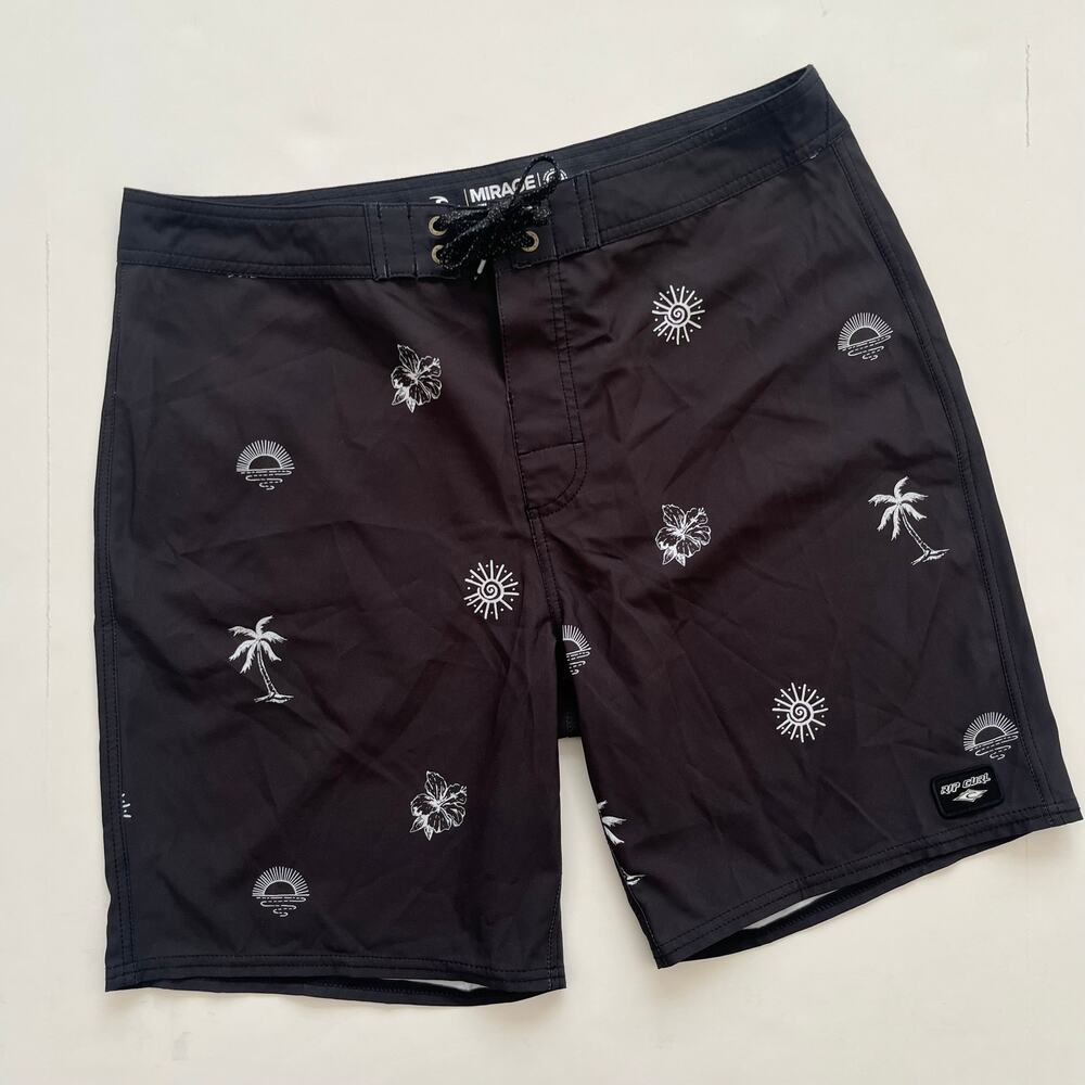 Rip Curl Mirage Boardshorts Men’s 34 Black Tropical Print Swim